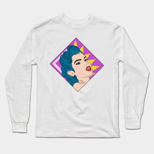 Diseño original de dama de los años 50s estilo arte pop Long Sleeve T-Shirt